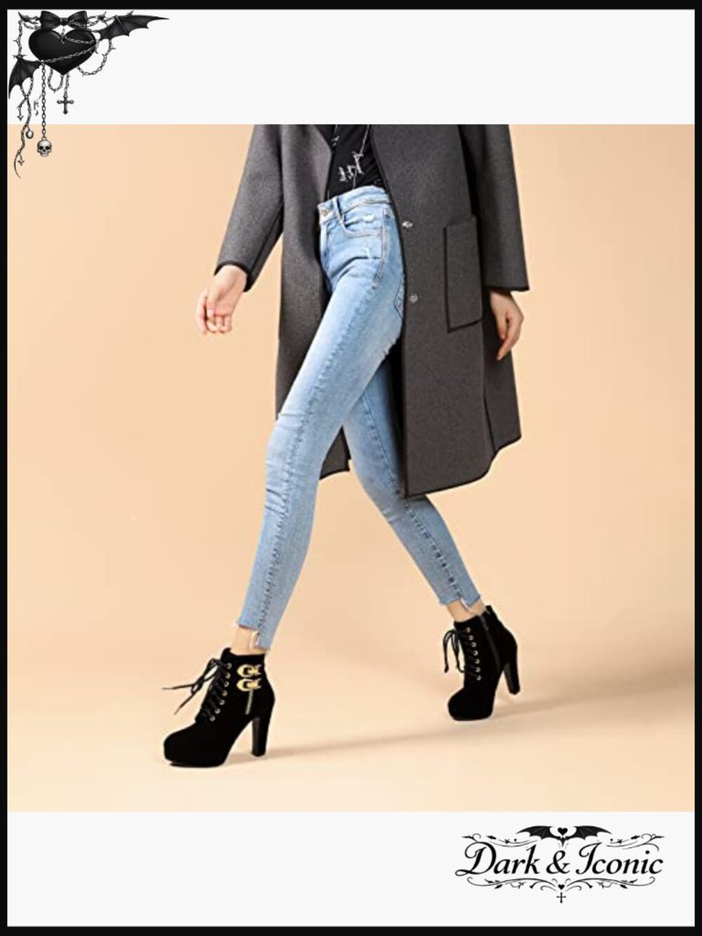 Suede Platform Ankle Boots with Chunky Heel, Lace-Up Closure - Picture 4 of 7
